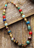 Boho Necklace, Choker Necklace, Blue & Gold Ethnic Elegant